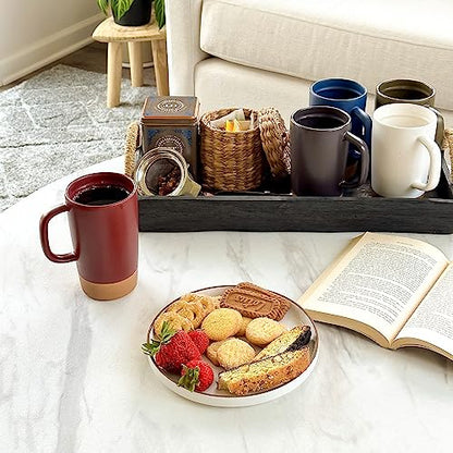 Mora Ceramics Large Tea Mug with Loose Leaf Infuser and Ceramic Lid, 18 oz, Portable, Microwave and Dishwasher Safe, Tall Coffee Cup - Rustic Matte Ceramic Glaze, Modern Herbal Tea Strainer, Merlot - color: Merlot