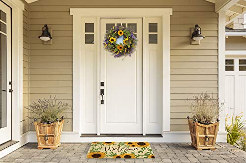 DII Natural Coir Doormat Outdoor Welcome Mat, 17x29, Sunflower - color: Sunflower