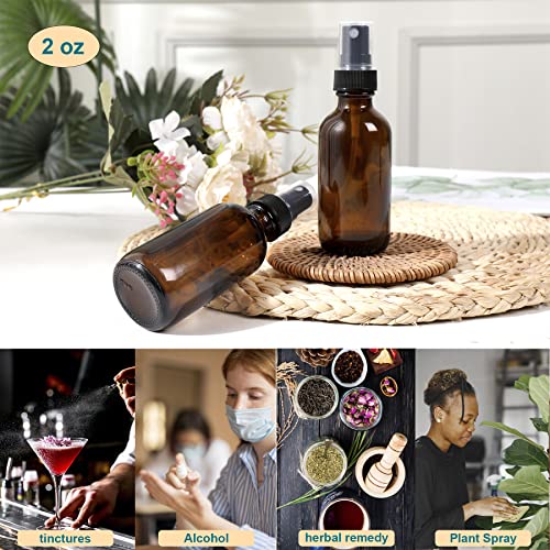 NOOEEISS Amber Glass Small Spray Bottle 2 oz 24 Packs,Fine Mist Sprayer Small Clear Bottles,Refillable Containers mini spray bottles for Cleaning Solutions and Skin Care (Amber 24pcs) - color: Amber, size: 24Pack