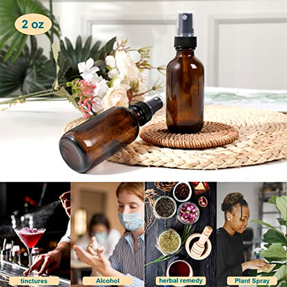 NOOEEISS Amber Glass Small Spray Bottle 2 oz 24 Packs,Fine Mist Sprayer Small Clear Bottles,Refillable Containers mini spray bottles for Cleaning Solutions and Skin Care (Amber 24pcs) - color: Amber, size: 24Pack