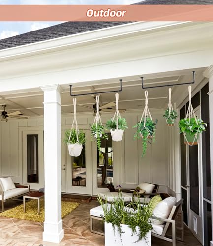 Plant Hanging Rod, with 3Pcs Macrame Plant Hangers and 3 Hooks, 32" Plant Hanger Indoor, Hanging Planter for Indoor Plants, Window Wall Ceiling Plant Hanger (POTS & PLANTS NOT INCLUDED)…
