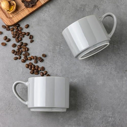GBhome 14 OZ Coffee Mugs Set of 6, Stackable Gray Coffee Cups Set | Modern Ceramic Coffee Mugs for Men,Women, Cappuccino/Espresso. Dishwasher&Microwave Safe - color: Gray