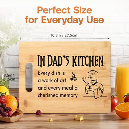 Fathers Day Dad Gifts, Birthday Gift for Dad from Daughter Son, Thanksgiving Christmas Valentines Day Gifts for Daddy Papa Stepdad – In Dad's Kitchen Engraved Cutting Board - color: Dad