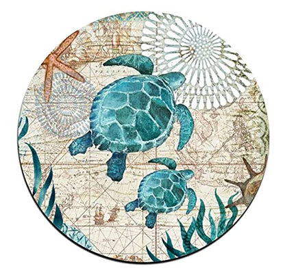 Marine Life Round Coaster Set - Made of Recycled Rubber - Set of 4 - color: Marine Life