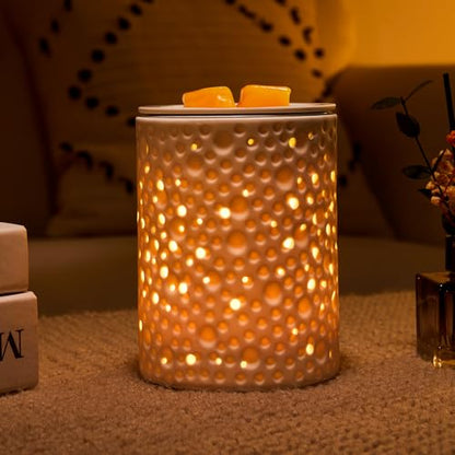 inrorans Wax Melt Warmer Ceramic Oil Burner with Timer Electric Candle Wax Melter with Led Coloful Changing Silicone Removeable Tray for Home Gifts-Planet - color: Planet