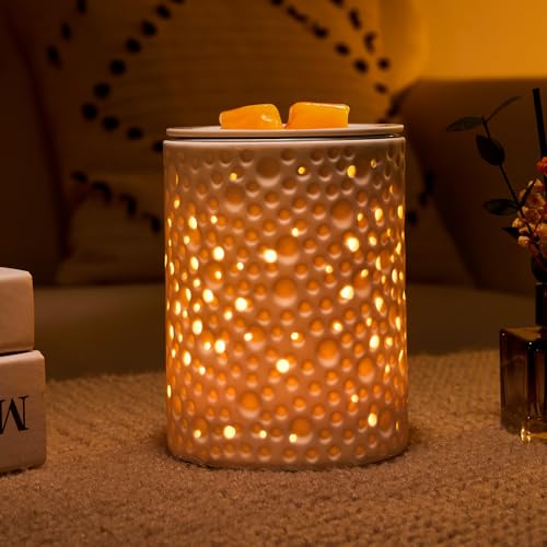 inrorans Wax Melt Warmer Ceramic Oil Burner with Timer Electric Candle Wax Melter with Led Coloful Changing Silicone Removeable Tray for Home Gifts-Planet - color: Planet