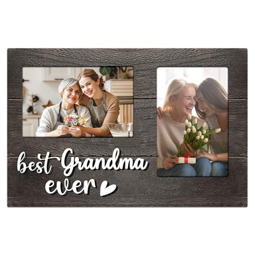 Grandma Gifts, Mothers Day Grandma Gift from Grandkids, 3D Photo Frame Hold 4x6 Inches Two Photos - Picture Frame Present for Grandparents Day - color: Grandma