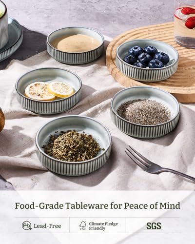 famiware Ceramic Soy Sauce Dish, 4oz Dipping Bowls Set of 12, Smoky Blue | Individual Dip Sauce Cups/Dishes/Plates, Small Serving Bowls for Side Dishes, Condiments, Sushi, Appetizers, Reactive Glaze - color: Smoky Blue, size: 12pcs
