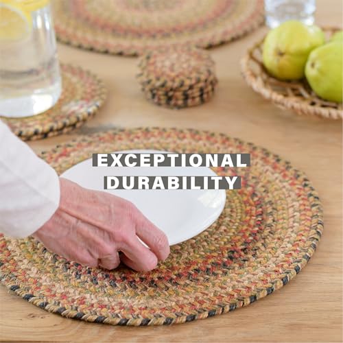 Homespice Kingston Jute Braided Placemats, Rect 13x19 Set of 6 | Multicolor Protects Tabletop in Style and Everyday and Holiday Table Mats, Rich Colors, Reversible and Durable - color: Kingston