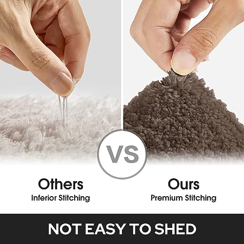 HOMEIDEAS Bathroom Rugs Sets 2 Piece, Super Soft and Absorbent Non Slip Microfiber Machine Washable Bath Mat Set (20" x 32" + 16" x 24", Brown) - color: Loop- Brown, size: 1'4" x 2'8" (16"x24"+20"x32")