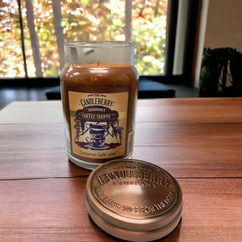 Candleberry Candles | Gourmet Coffee Shoppe Collection | Strong Fragrances for Home | Hand Poured in The USA | Highly Scented & Long Lasting | Large Jar | (Cinnamon Cafe Latte)