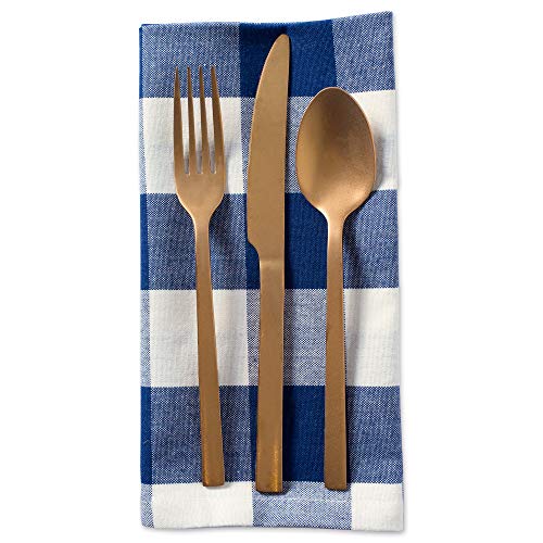 DII Buffalo Check Collection, Classic Farmhouse Cloth Napkin Set, 20x20, Navy & Cream, 6 Piece - color: Navy & Cream, size: 20" x 20" (Set of 6)