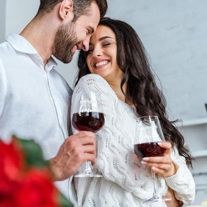 AW BRIDAL Engagement Gifts for Couples Fiance and Fiancee Wine Glasses Set | Engaged Wine Glasses with Wine Stopper & Wood Keepsake Box, 2026 Wedding Gifts for Newlyweds, Bride to Be Gifts for Women - style: Fiance/Fiancee