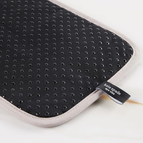 kate spade new york Botanical Stripe Pot Holder 2-Pack Set, 7" x 10", Black/Beige - color: Black/Beige