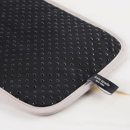 kate spade new york Botanical Stripe Pot Holder 2-Pack Set, 7" x 10", Black/Beige - color: Black/Beige