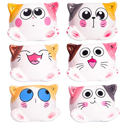 3.4 Inch Cute Succulent Pots with Drainage, Cat Planters for Indoor Plants | Tiny Animal Planters Mini Cat Pots Small Ceramic Flower Pot Cartoon Cactus Plant Pots Set of 6 - color: Cats 6pcs