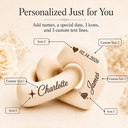 Personalized Interlocking Wooden Hearts, Custom Name Date Engraved Couple Gift, Wedding Anniversary Keepsake, Romantic Decor, Valentine Gift, Bridal Shower Gifts, Engagement Present 1 - color: Design 01