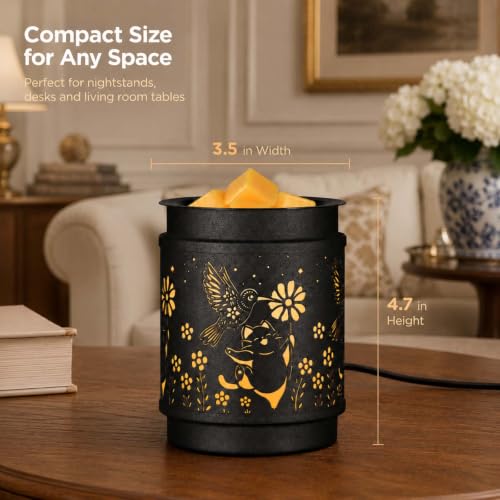 mocosa Metal Wax Melt Warmer Electric Candle Fragrance Burner | Oil Burner 2 in 1，Gifts for Women，Mother's Day，for Home Office Bedroom，Hummingbird Decorations - style: Hummingbird + Cat