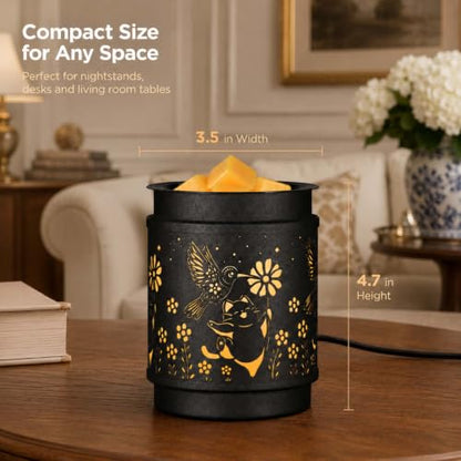 mocosa Metal Wax Melt Warmer Electric Candle Fragrance Burner | Oil Burner 2 in 1，Gifts for Women，Mother's Day，for Home Office Bedroom，Hummingbird Decorations - style: Hummingbird + Cat