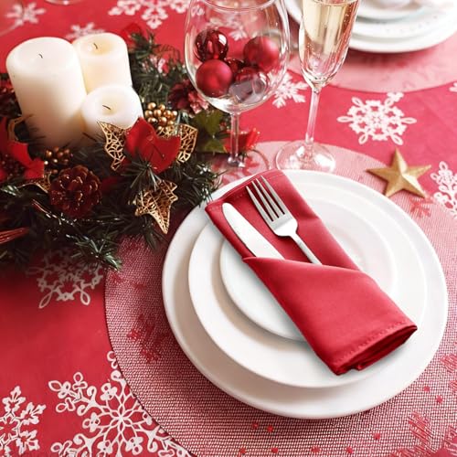 Cloth Napkins Set of 6, 18 x 18 Inch, Washable Red Dinner Napkins with Hemmed Edges for Restaurant, Wedding and Holiday - color: Red, size: 18" x 18" (Set of 6)