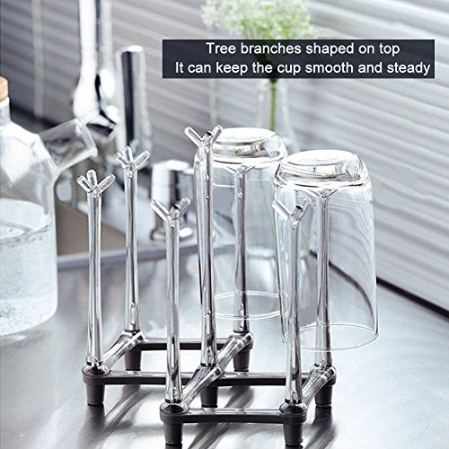 Marbrasse Retractable Cup Drying Rack, Drinking Glass and Sports Bottle Drainer Stand, Plastic Bag Dryer with Non-Slip Bottom for Kitchen Countertop, 2p - color: 2p