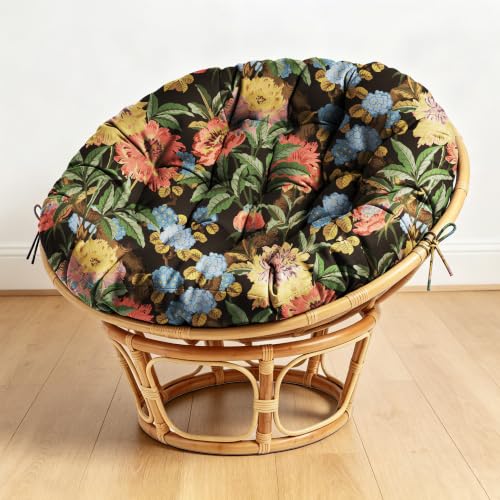 ARTPLAN Round Papasan Chair Cushion Tufted Swing Seat Pad with Ties,Floral | 47"x47"x4"tufted round chair cushion, polyester cover&fluffy fiber fill, fixed ties fit papasan, swing&wicker indoor chairs - color: Red Flower