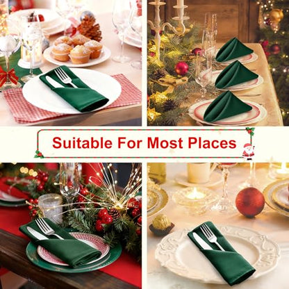 Cloth Napkins Set of 6, 18 x 18 Inch, Washable Hunter Green Dinner Napkins with Hemmed Edges for Restaurant, Wedding and Holiday - color: Hunter Green, size: 18" x 18" (Set of 6)