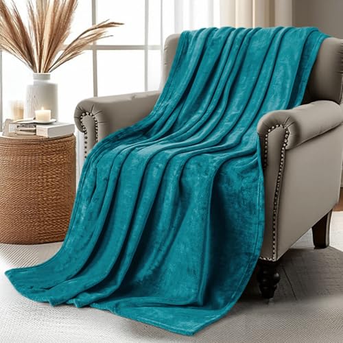 Soft Fleece Blanket for Bed Throw Size Turquoise (50x60 Inch) | Lightweight, Fuzzy, Anti-Static, Cozy, Warm, All Season Use, Home Decor, Gift for Men and Women - color: Turquoise, size: Throw (50x60 Inch)
