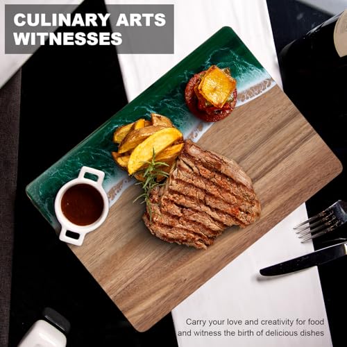 Resin Cutting Board,Ocean Charcuterie board,handmade board for Fruit Cheese and meat, Vegetable, Kitchen, Gift (Green Wave) - color: Green Wave