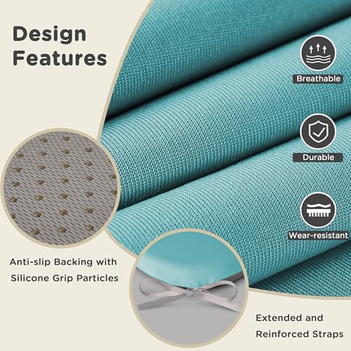 AddGrace Memory Foam Chair Cushions for Dining Chairs Set of 4 Light Blue | 17.5"x17.5"x1.5", with Ties and Non Slip Bottom, Washable Cover, Soft and Skin-friendly Fabric, for Kitchen Dining Room - color: Light Blue