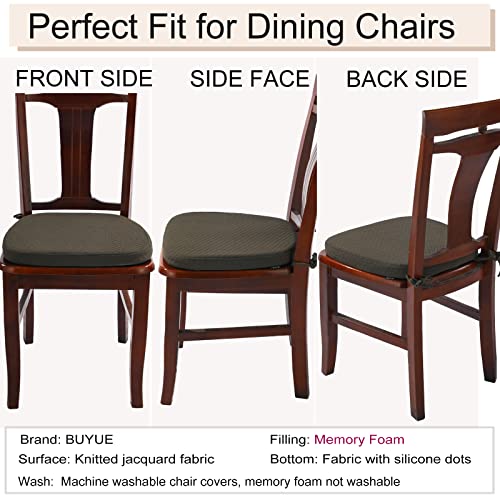 BUYUE Luxury 100% Pure Memory Foam Chair Cushion 1 Pack, Jacquard 16" U-Shape Comfortable Dining Chair Pad, Removable Slip Resistant Kitchen Chair Seat Cushion, (1 Piece, Brown) - color: Brown