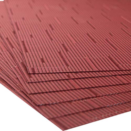 Placemats for Dining Table Washable Easy to Clean PVC Placemat Heat-resistand Woven Vinyl Wipe Clean Table Mats (placemats Set of 6, Bamboo Red) - color: Bamboo Red, size: placemats set of 6