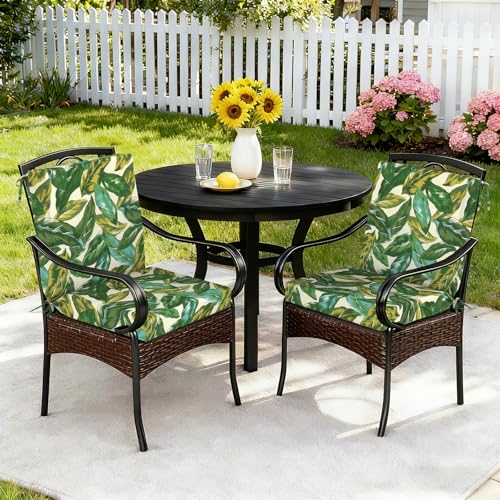 DYTXIII Outdoor Midback Chair Cushions Set of 2-20"x17" Water Repellent & Fade-Resistant Patio Seat Cushions with High-Resiliency Foam, Non-Slip Ties for Dining, Balcony Furniture-Lush Leaf Jungle - color: Lush Leaf Jungle