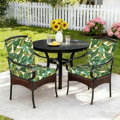 DYTXIII Outdoor Midback Chair Cushions Set of 2-20"x17" Water Repellent & Fade-Resistant Patio Seat Cushions with High-Resiliency Foam, Non-Slip Ties for Dining, Balcony Furniture-Lush Leaf Jungle - color: Lush Leaf Jungle