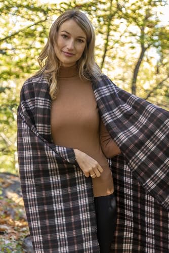 Trail maker 50x60 Throw Blankets, Plaid Fleece Throw Blankets for Bedroom, Couch, Livingroom, Chair, Pets, Outdoors - color: Brown