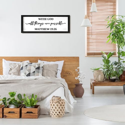 Ripeng 3D with God All Things Are Possible Sign Wooden Entryway Hallway Decor, Above Door Modern Boho Plaque Bible Verse Christian Wall Art Decor for Family Living Room Bedroom, 15.7" x 5.9" - style: with God All Things Are Possible