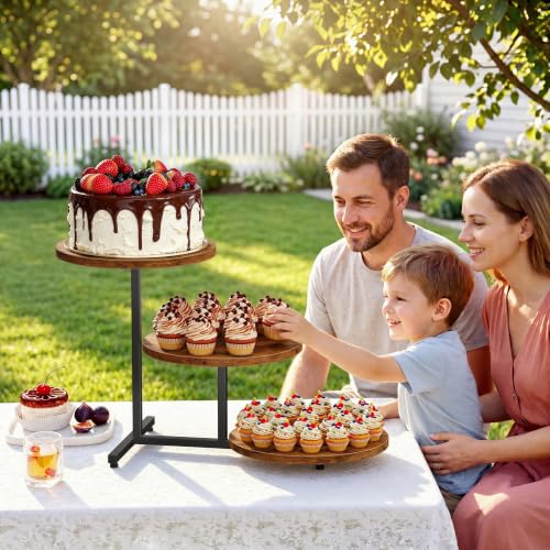 Emfogo Wooden Cupcake Stand for 50 Cupcakes, 3 Tier Dessert Tower Stands, Cup Cake Display for Party Afternoon Tea Wedding Graduation, Large Tiered Tray for Cake Cookie Food (1 Pack) - color: 1pack 11.6" diameter