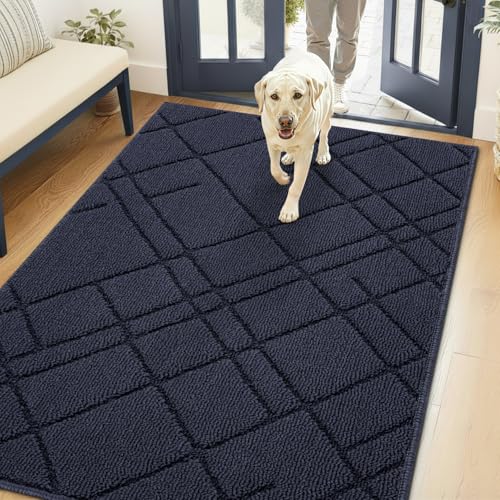 hicorfe Door Mat Indoor Entrance,48"x32" Non Slip Geometric Indoor Door Mat - color: Blue, size: 48" x 32" (Rectangular)