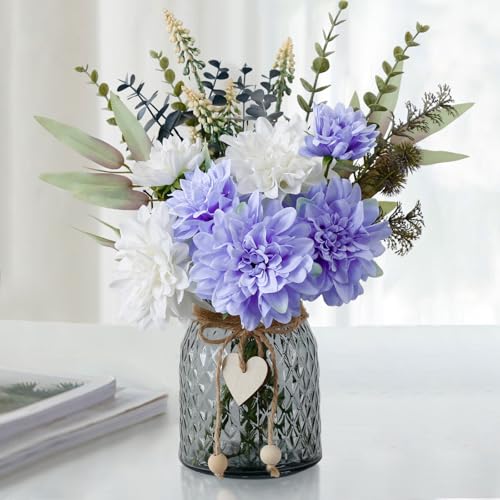 Fake Flowers in Vase,Faux Flowers in Vase,Table Centerpieces for Dining Room,Flower Centerpieces for Tables,Artificial Flowers,Kitchen Decor,Coffee Table Decor - color: Purple