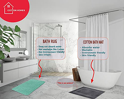 Bella Vista Cotton Bath Mat 2 Pc Set with Free 4 Washcloths-Washable, Soft and Absorbent, 22 x 34 Inches- Virgin Ring Spun Cotton. (Set of 2 Piece Bath Mats, C.Grey) - color: Charcoal Grey, size: Set Of 2 Piece Bath Mats