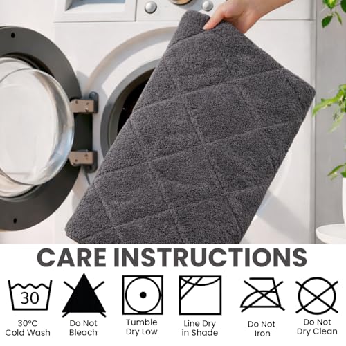 C23 20"x32" 100% Cotton Washable Bath Mat - 210 GSF Non-Slip Rug, Grey | Cushioned spa texture, reliable latex base grip, modern geometric aesthetic, perfect for master baths and guest rooms - color: Grey