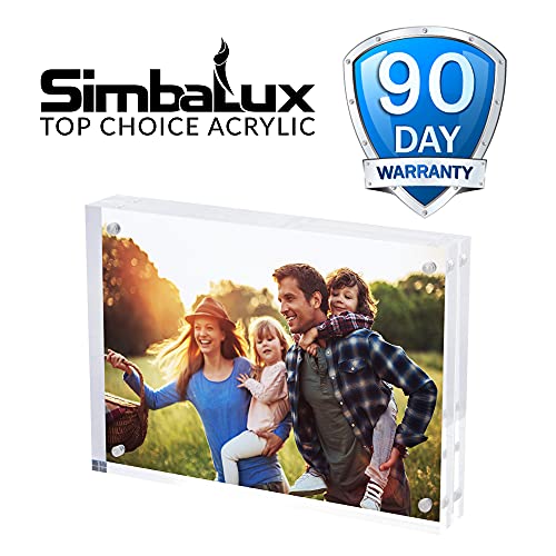 SimbaLux Magnetic Acrylic Picture Photo Frame 5x7 inches Clear Edge, 3 Pack | Clear Glass Like, Double Sided Frameless Desktop Floating Display, Free Standing, Easy to Change - size: 5" x 7" 3-Pack