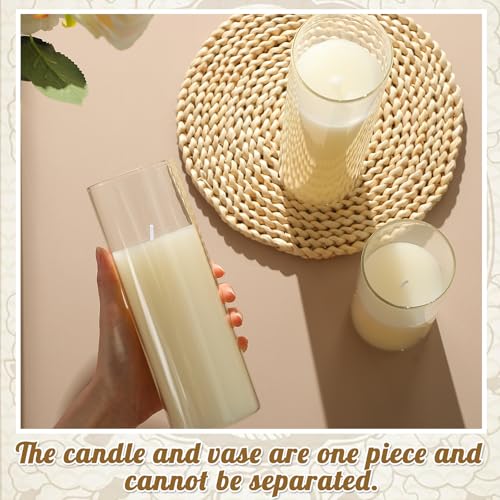 36 Pcs Pillar Candles and Glass Cylinder Vases Tall Cylinder Holders for Pillar Candles Wedding Centerpieces, Total 18 Sets (Clear,Ivory White) - color: Clear,ivory White