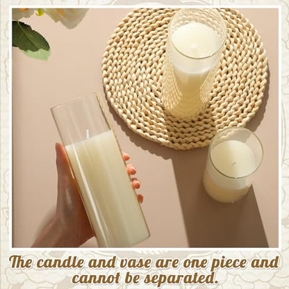 36 Pcs Pillar Candles and Glass Cylinder Vases Tall Cylinder Holders for Pillar Candles Wedding Centerpieces, Total 18 Sets (Clear,Ivory White) - color: Clear,ivory White