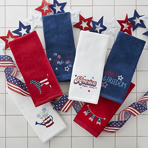 SKL Home Patriotic 4th of July Americana Water Can Hand Towel Set, White, Small, 2 Count - color: Americana Watering Can
