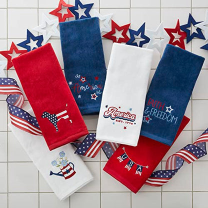 SKL Home Patriotic 4th of July Americana Water Can Hand Towel Set, White, Small, 2 Count - color: Americana Watering Can