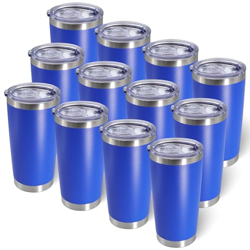 20oz Tumbler with Lid Stainless Steel Tumblers Insulated Mug Dark Blue 12P - color: Dark Blue