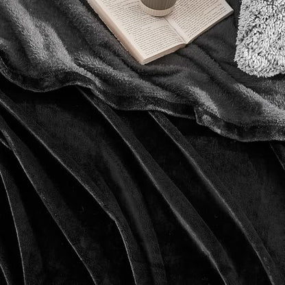 Hansleep Throw Black Fleece Blanket, Soft Flannel Bed Blanket | Fuzzy Cozy Blanket 50x60 Inches, Multi-use for Bed, Sofa, Couch, Travel, Camping, All Season Warm Lightweight Cover - color: Black, size: Throw (50x60 Inches)