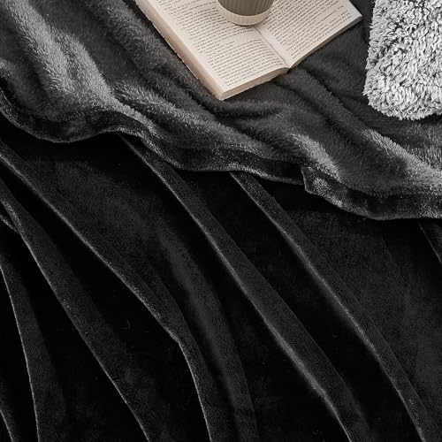 Hansleep King Black Fleece Blanket, Soft Flannel Bed Blanket | Fuzzy Cozy Blanket 90x108 Inches, Multi-use for Bed, Sofa, Couch, Travel, Camping, All Season Warm Lightweight Cover - color: Black, size: King (90x108 Inches)