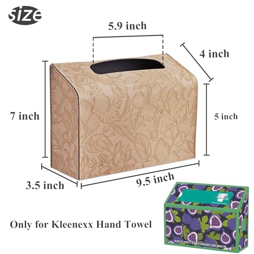 Leather Cover for Disposable Paper Hand Towel Box, Compatible with Kleenex Paper Hand Towel(1-Carved Beige) - color: 1-carved Beige